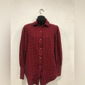 Vintage flannel shirt with ruffled collar